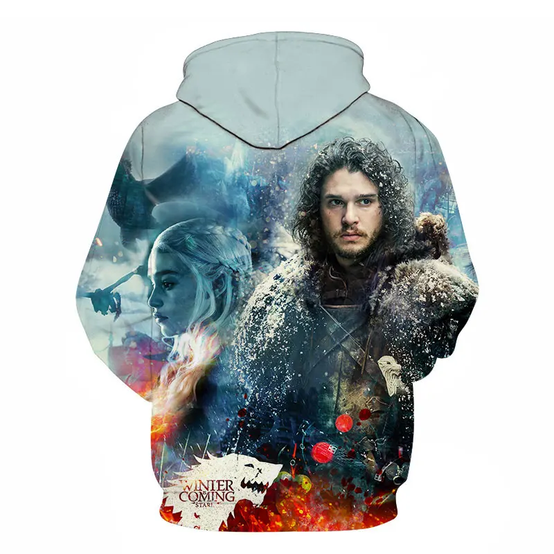 New Movie Game of thrones Hoodie Men Women All characters Cosplay 3d Sweatshirts Hoodies Casual Men Streetwear Pullover 6XL