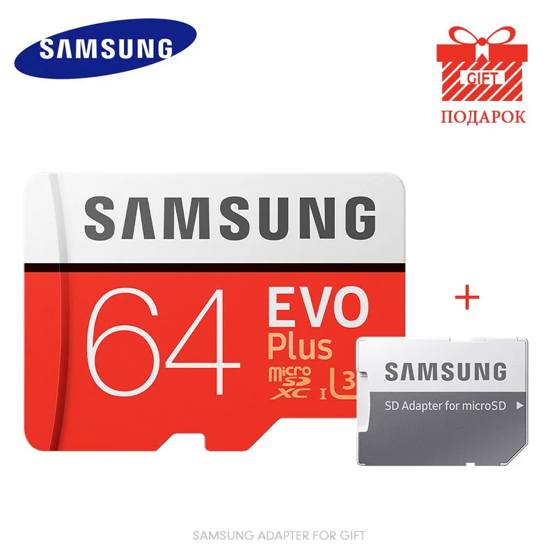 SAMSUNG Micro SD 32G 64 Гб 128 ГБ SDHC/SDXC EVO Plus карта памяти 16 Гб C10 UHS-I 4k TF/SD карты транс флэш Высокое качество для go pro