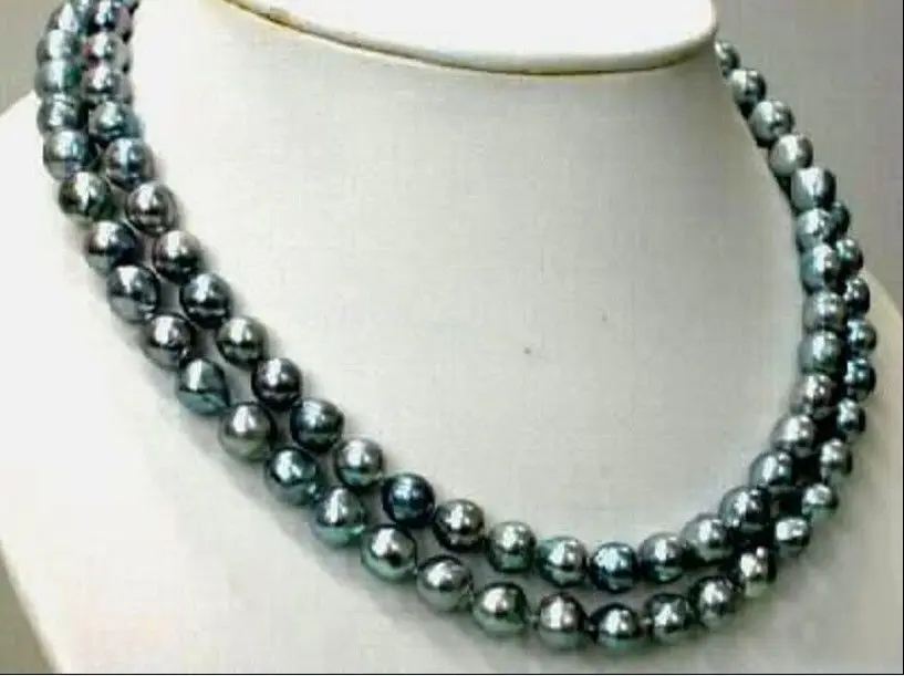 

Free Shipping >>>>>32" AAA+ 9-10MM SOUTH SEA BLACK PEARL NECKLACE 14K GOLD CLASP