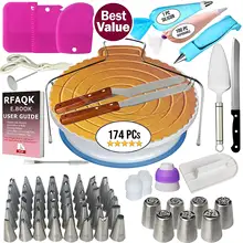 Ferramentas de Decoração Do bolo Kit Congelamento Dicas Turntable Pastelaria Sacos Engates Bico Creme Ferramentas de Cozimento Definido para Cupcakes Cookies