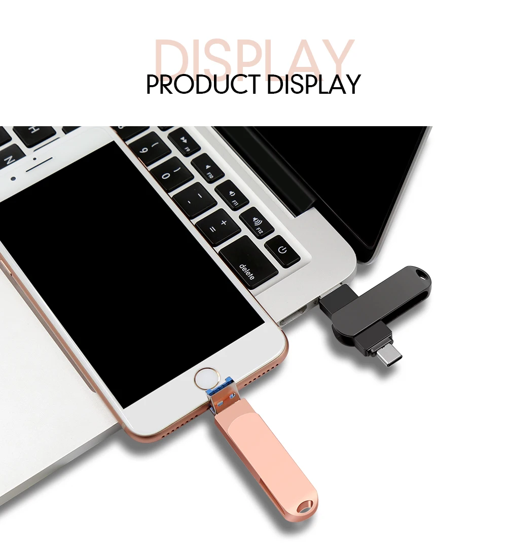 usb 3 in 1 Pendrive for iPhone/Android/notebook USB Flash Drive 128GB 64GB 32GB 16GB 8GB flash Pen Drive with key ring