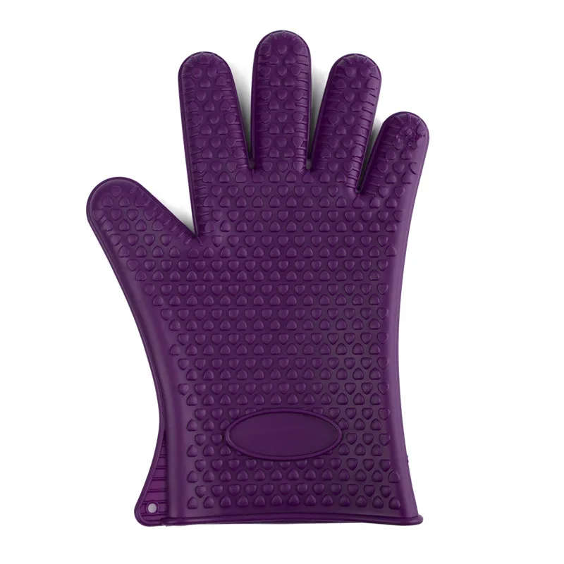 Five Fingers Silicone Glove Kitchen Bakery Heat Temperature Resistant Cooking Baking BBQ Oven Pot Holder Gloves Oven Mitt