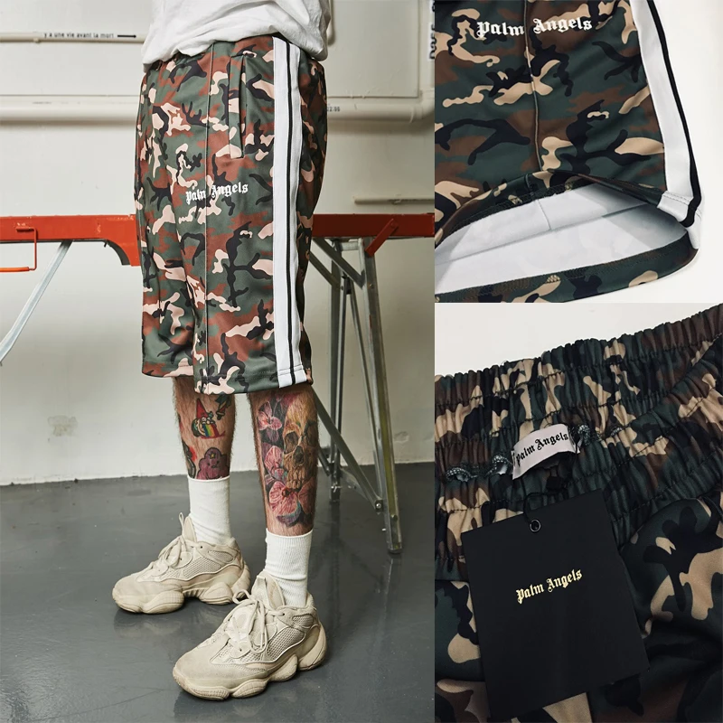 

19SS Palm Angels Shorts Camouflage 1:1 Top Version Palm Angels Track Shorts Kanye West hip hop Palm Angels Drawstring Shorts
