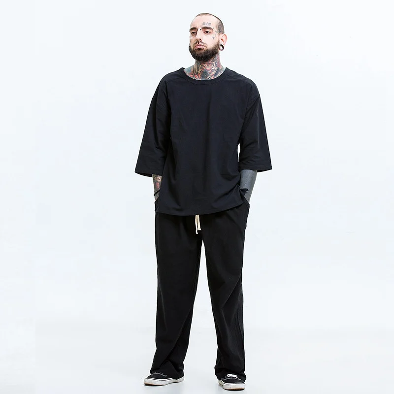 7XL 8XL Летняя мужская футболка и шорты в китайском стиле костюм Танга футболка с коротким рукавом рубашка большого размера 9XL 10XL футболки