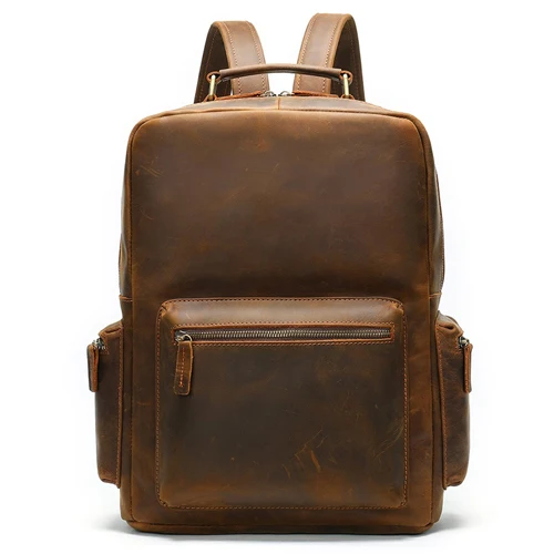 Мужской рюкзак WESTAL crazyhorse, кожаный рюкзак для ноутбука для мужчин, рюкзак для путешествий, винтажный портфель, портативный дизайнерский рюкзак 8873 - Цвет: 8873B4brown