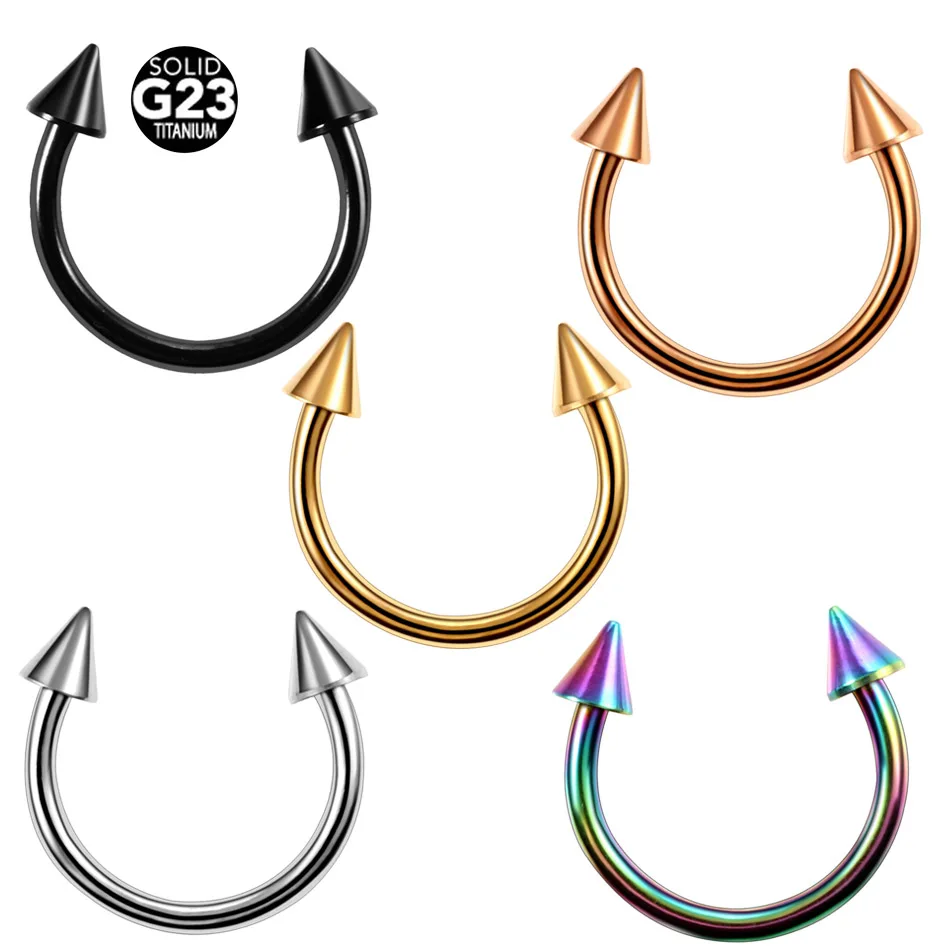 

1PC Horseshoe Circular Ring Cone Spike CBR Surgical Steel Labret Nipple Hoops Nose Septum Eyebrow Piercing Body Woman Jewelry