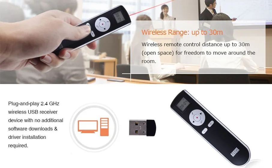 August LP315 PowerPoint Remote Control for Speech,Teaching