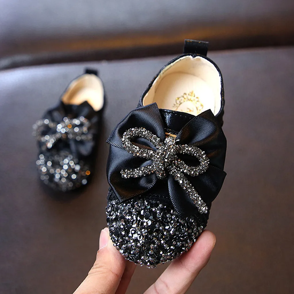 

Toddler Infant Kids Baby Girls Shoes Crystal Bling Bowknot Princess Loafers Fashion Girls Sequins Glitter Shoes For Girls 2019