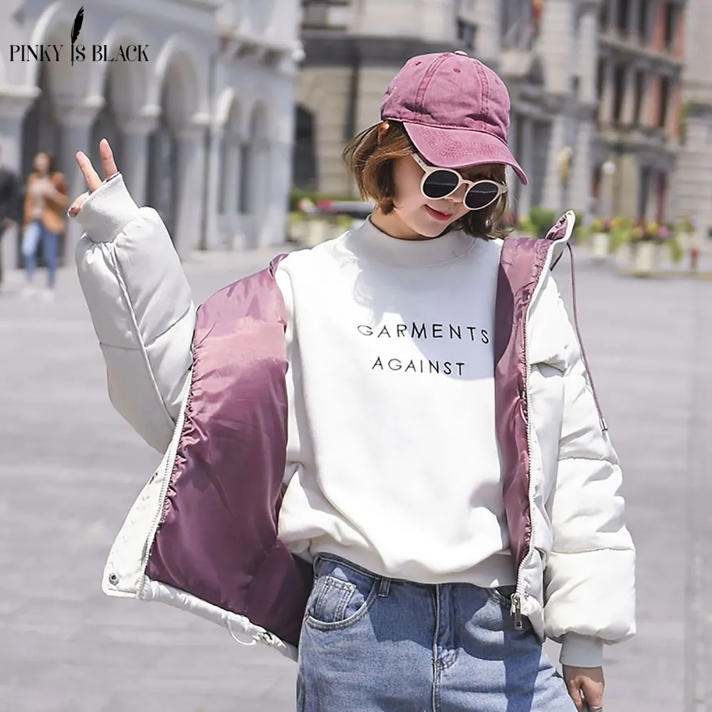 

PinkyIsBlack 2019 Women Winter Jacket Hooded Warm Coat Plus Size Down Cotton Padded Jacket Female Short Parkas Winter Coat Women