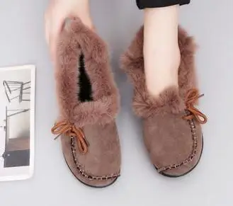 

2018 new large size hairy peas shoes women plus velvet shoes to keep warm