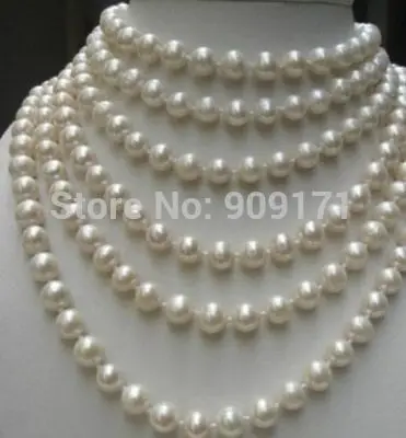 

Free Shipping>>BEAUTIFUL!!100 INCH7- 8-MM WHITE AKOYA PEARL NECKLACE AAA