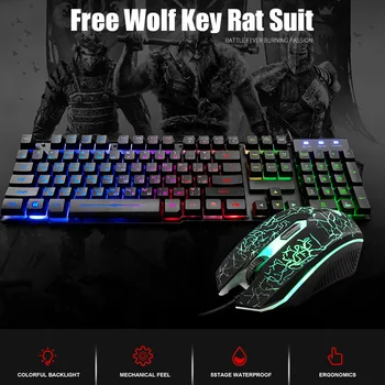 

Luminous Keyboard with Mouse Set Russian Ergonomic Waterproof Mechanical Keypad DJA99
