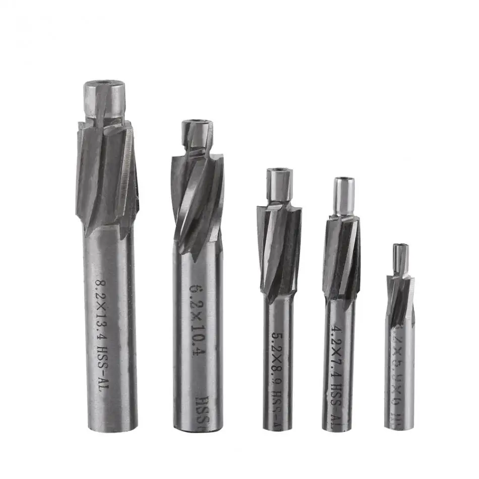 5pcs Countersink Router Bit End Milling Cutters HSS AL Slot Drill Bits M3 M4 M5 M6 M8 4 Flutes
