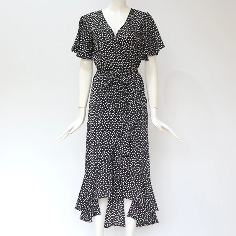 Aachoae Long Wrap Dress 2020 Summer Boho Style Floral Print Maxi Beach Dress Sexy Side Split Party Dress Sundress Vestidos