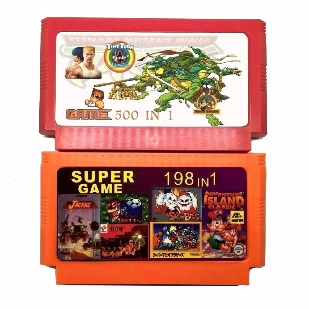 

Hot Sale 2 piece Game Collection (500 in 1 + 198 in 1) 60 Pins Game Cartridge For 8 Bit Game Console with Nija Contra DK etc.