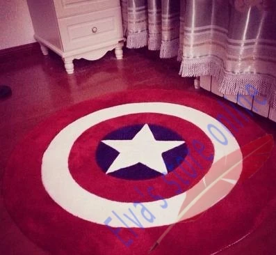 

70cm British Flag Captain America Shield Carpet Cartoon Circle Handmade Living Room Parlor Hallway Bathroom Mats Rugs Cushion