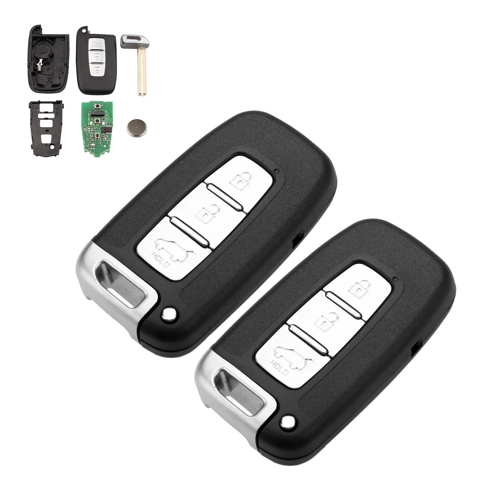 Yetaha 2pcs Car Remote Smart Key For I30 I45 Ix35 Genesis Equus Veloster Tucson Sonata Elantra 433 MHz 3 Buttons Yetaha 2pcs Car Remote Smart Key For I30 I45 Ix35 Genesis Equus Veloster Tucson Sonata Elantra 433 MHz 3 Buttons