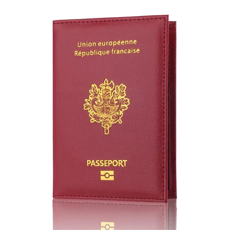 Mcneely модный унисекс дорожный держатель для паспорта для Frace кожаный чехол для паспорта для путешествий кредитный держатель для карт для французского паспорта - Цвет: purplish red