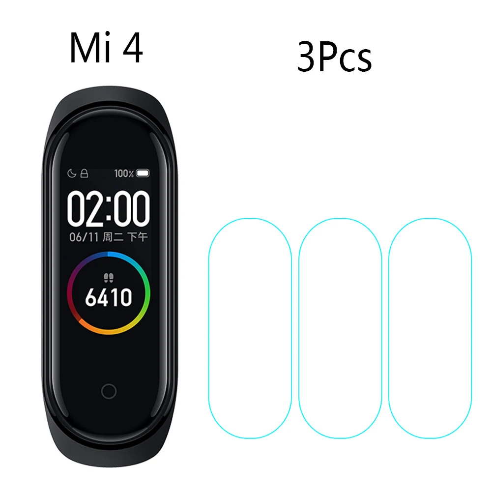 1/2/3/4/5 шт умное закаленное гидрогель Полный пленка Centechi для Mi Band 4 устойчивая к царапинам прозрачная скрин защитный 3D пленка - Цвет: 3pcs