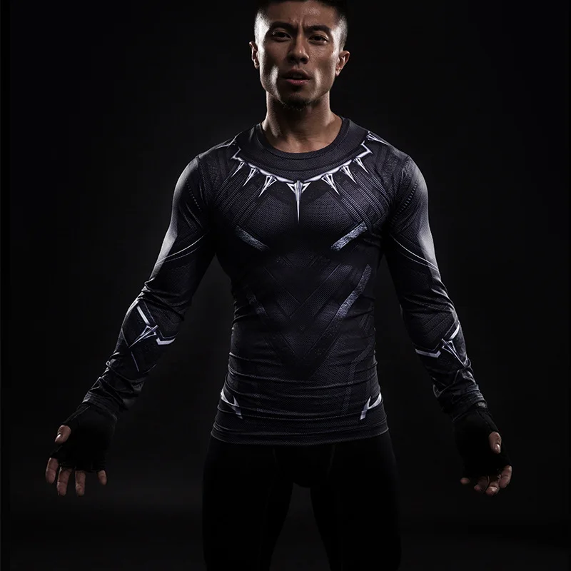 Черная пантера футболка Мстители 3 Marvel супергерой 3D печатные футболки фитнес Летняя мужская Спортивная компрессионная рубашка Косплей Костюм