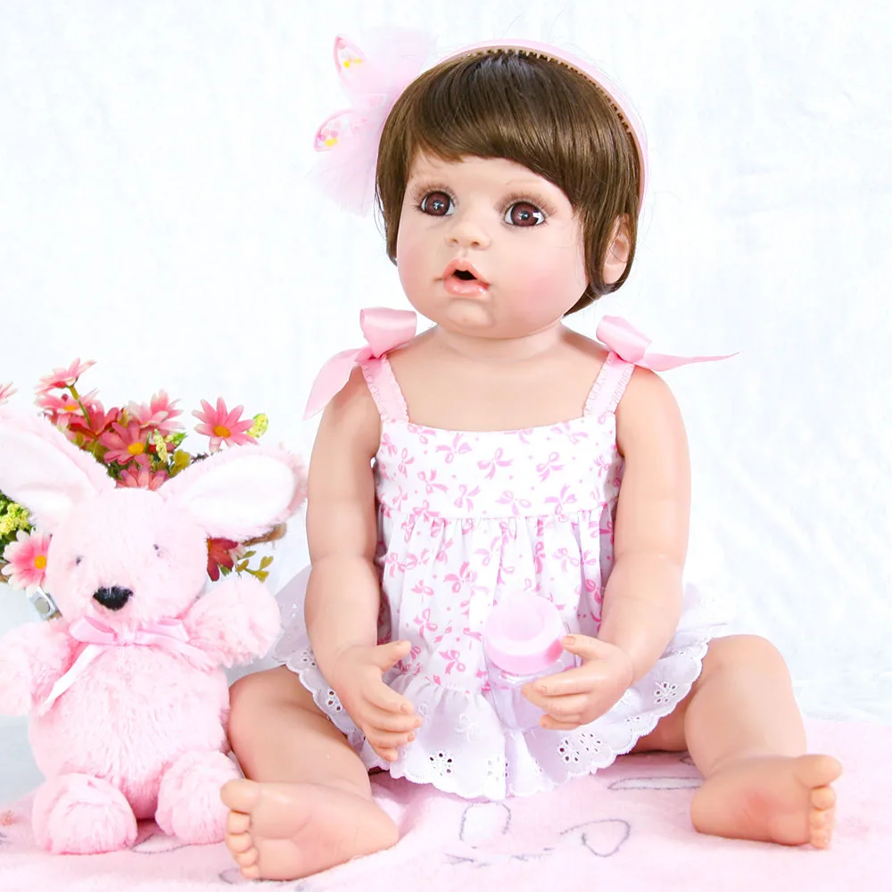 

rabbit plush toy with bebe Reborn Dolls 55cm Silicone Reborn Baby Dolls Girl Real unique Princess Kids Gifts Early education Int