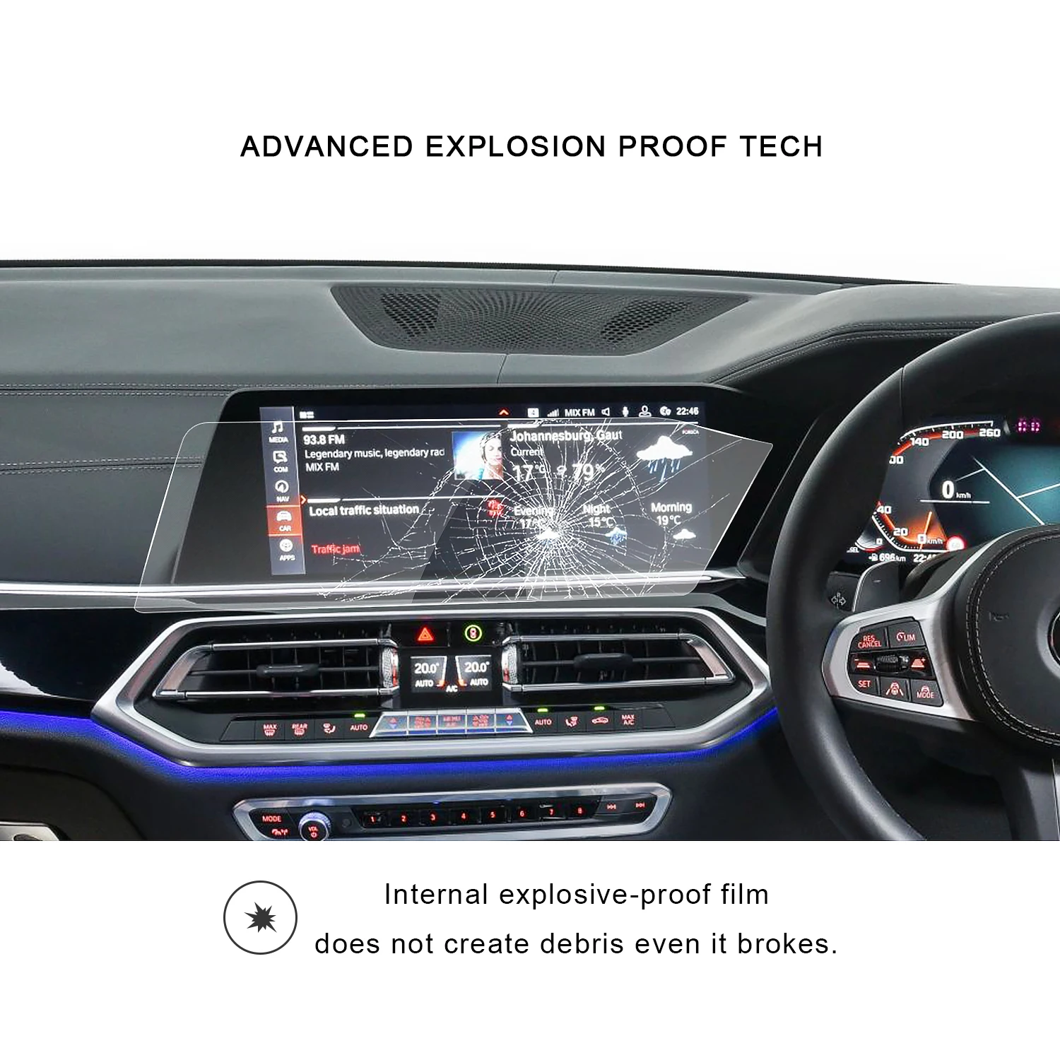 2PCS Rear Seat TV Pad Screen Protector Glass Film for BMW X5 X6 X7 G05 G06 G07