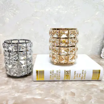 

Crystal Makeup Storage Bucket Jewelry Organizers Cosmetic Brush Storage Box European Style Eyebrow Pencil Lipstick Holder Racks