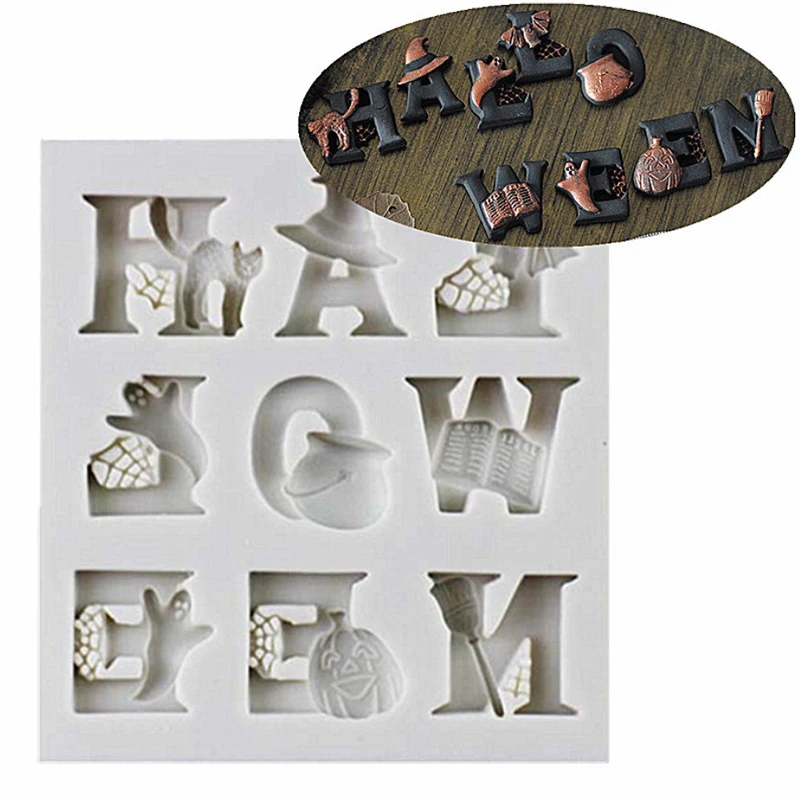 

Halloween letters Silicone Mold Fondant Mould Cake Decorating Tool Chocolate, Gumpastes Mold, Sugarcraft ,Kitchen Gadgets