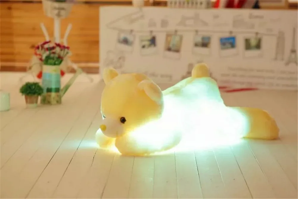 Хит, 50 см, Классический светящийся плюшевый мишка, собака, светодиодный светильник, плюшевая подушка, игрушки для детей, плюшевая кукла в виде животного, рождественский подарок