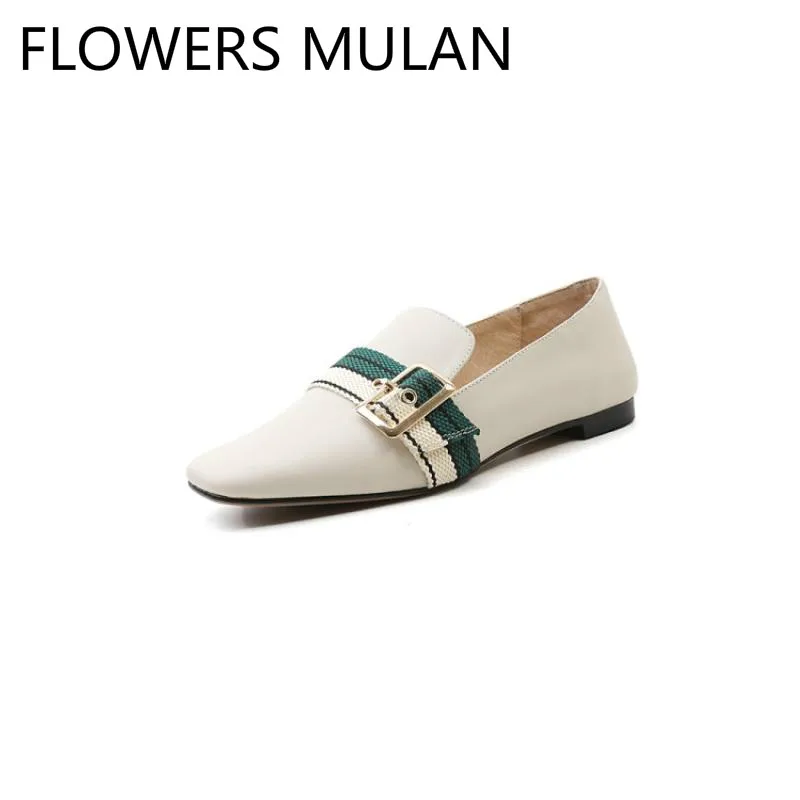Mocasines Negro Chica Cuero Tacones Sandalias Negro Goma blanco Casuales Zapatos De Del Nueva Dedo Mujer Blanco Mujeres Hebilla Lona Chic Primavera Pie Cuadrado Zapato Ywq0CxI