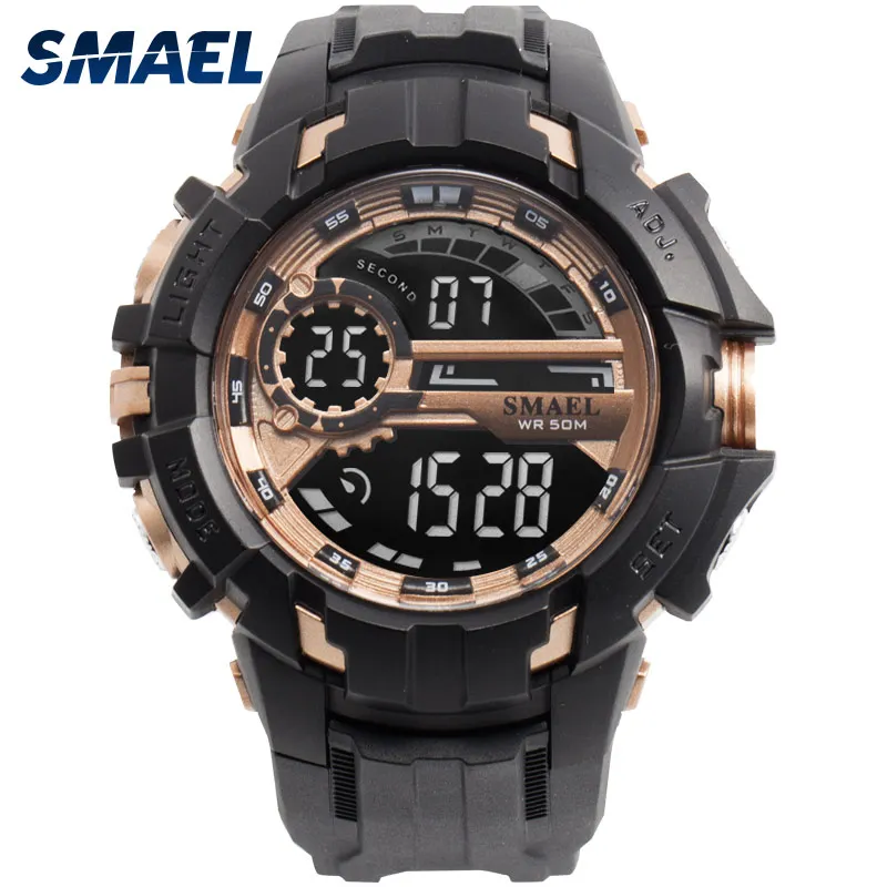 

Digital Watch Men Sport Watches Waterproof SMAEL Relogio Montre Shock Black Gold Big Clock Men Automatic 1610 Men Watch Military