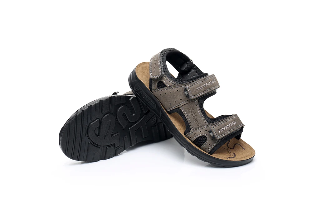 Apakowa Boys Open Toe Sports Sandals Children Hook and Loop Beach Sandals for Walking Running Water Shoes Navy Brown Grey 31-41 children's sandals near me