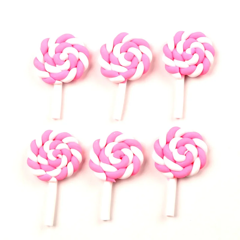 

20Pcs Pink Lollipop Decoration Crafts Beads Frame Flatback Cabochon Scrapbook Kawaii DIY Embellishments Accessories