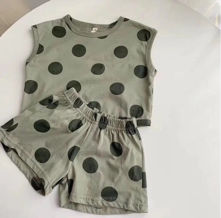 

2019 Korean Style Girls Boys 2 Pcs Set T-Shirt+Shorts Cotton Summer Fashion Kids Suits 2-7t PT736
