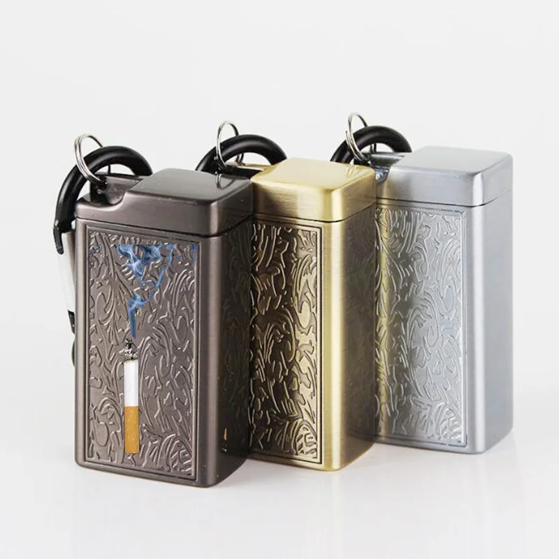 

Metal Portable Ashtray Small Outdoor Cigarettes Cigars Ashtray with Lid, Keychain, Modern Easily Bringing Ashtray for Travelling