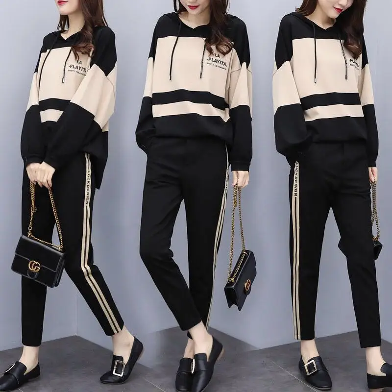 Large Size Tracksuit For Women 2 Piece Set Top And Pants Sportswear Two Piece Outfits Casual Ensemble Femme Deux Pieces Clothes