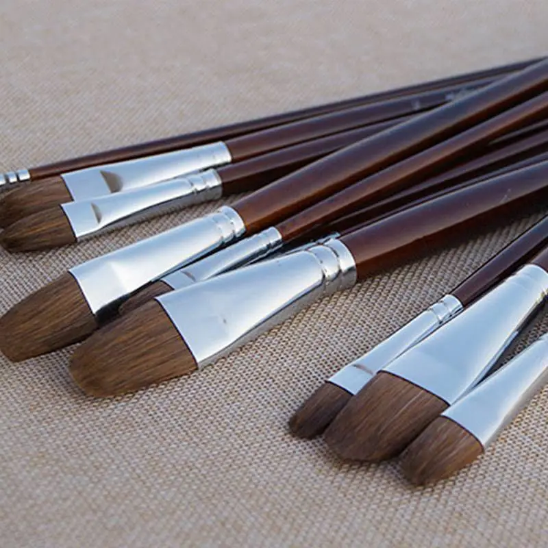 6pcs Fine Weasel Hair Paint Brush Water Color Oil Paint Brushes Acrylic Drawing Brush Art Supplies Painting Brushes for Artist