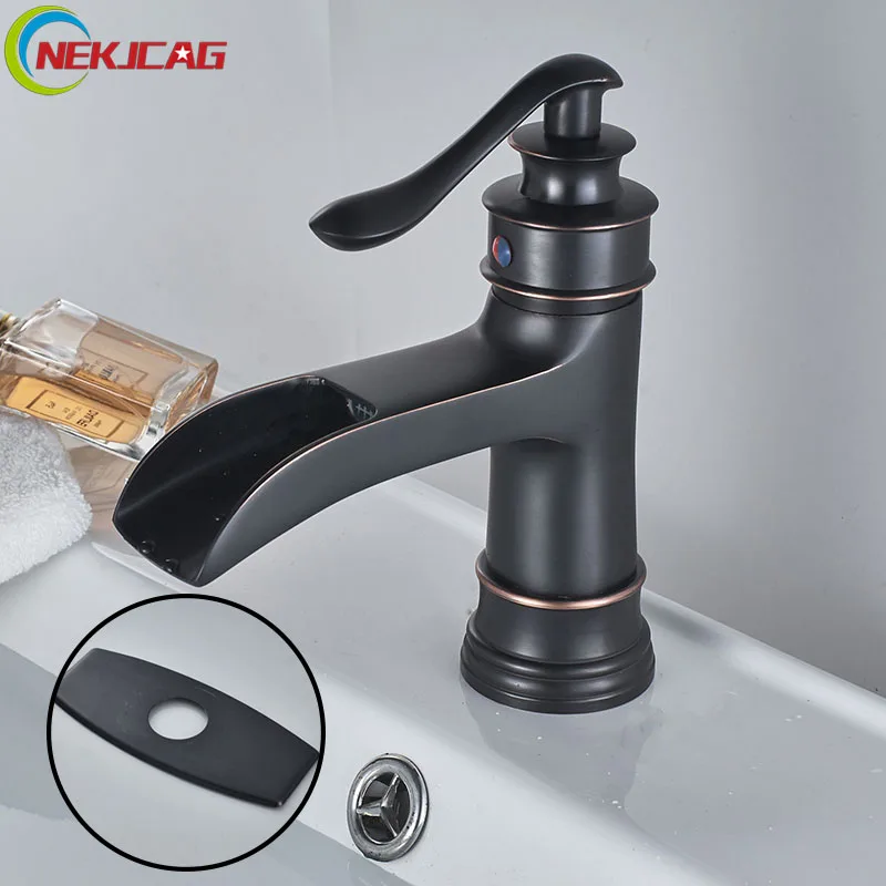 Basin ORB  Faucet  Bathroom Deck Mount Sink Faucet  Mixer Water Taps  with Plate