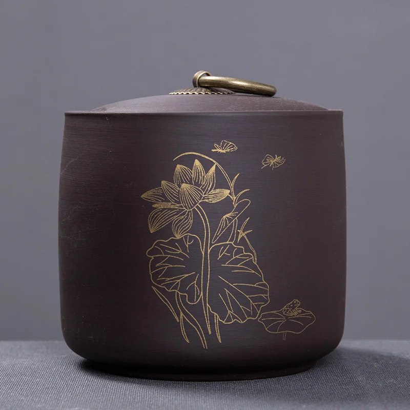 

Purple Clay Tea Coffee Sugar Storage Jars Small Box Containers For Spices Kitchen Food Storage Bottle Sealed Candy Canister Tank