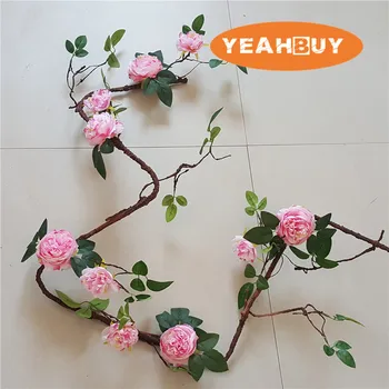 

180CM 5Colors Artificial Peony Flower String Foaming Vine For DIY Simulation Wedding Arch Home Decor Rattan Wall Hanging Basket