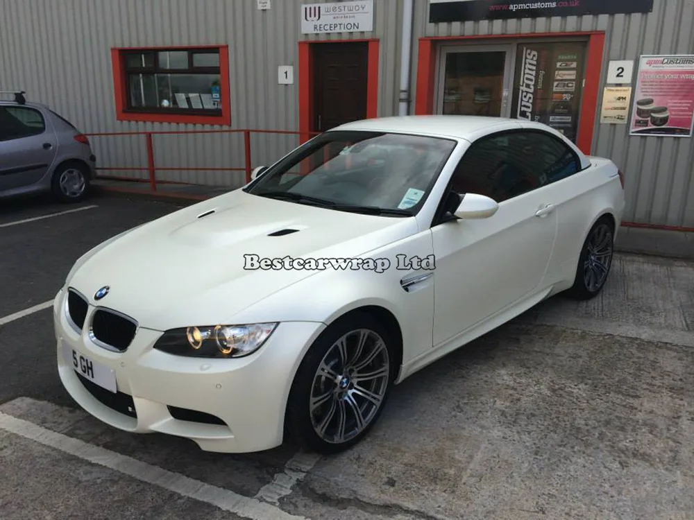 matt pearl white vinyl car wrapping film with air free 3m matte wrap (2) - 