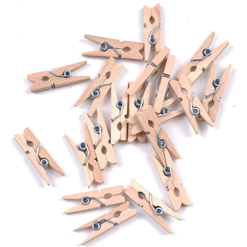 

20PCS Wood Clothespins for Photos Towel Bed Sheet Clips Clothes pegs School Office Stationery Clamps