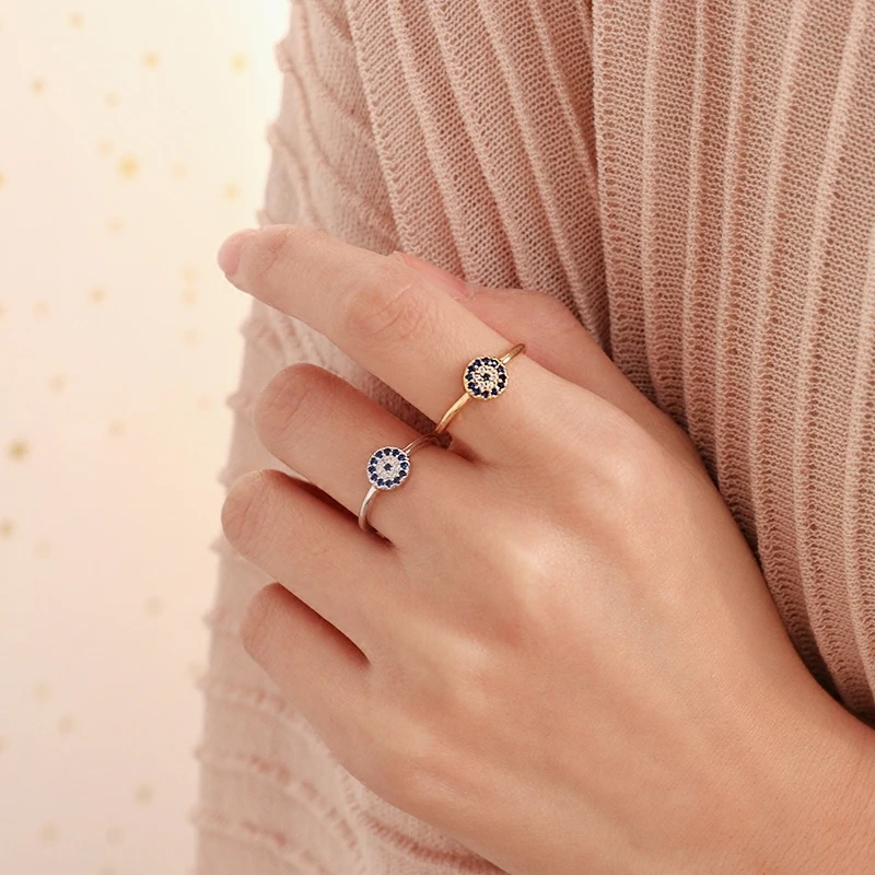 

Fashion Turkish Evil Eye Ring For Women Gift Silver Gold Color 925 Silver Jewelry Turkey Blue Eyes Ring Adjustable Dropshipping