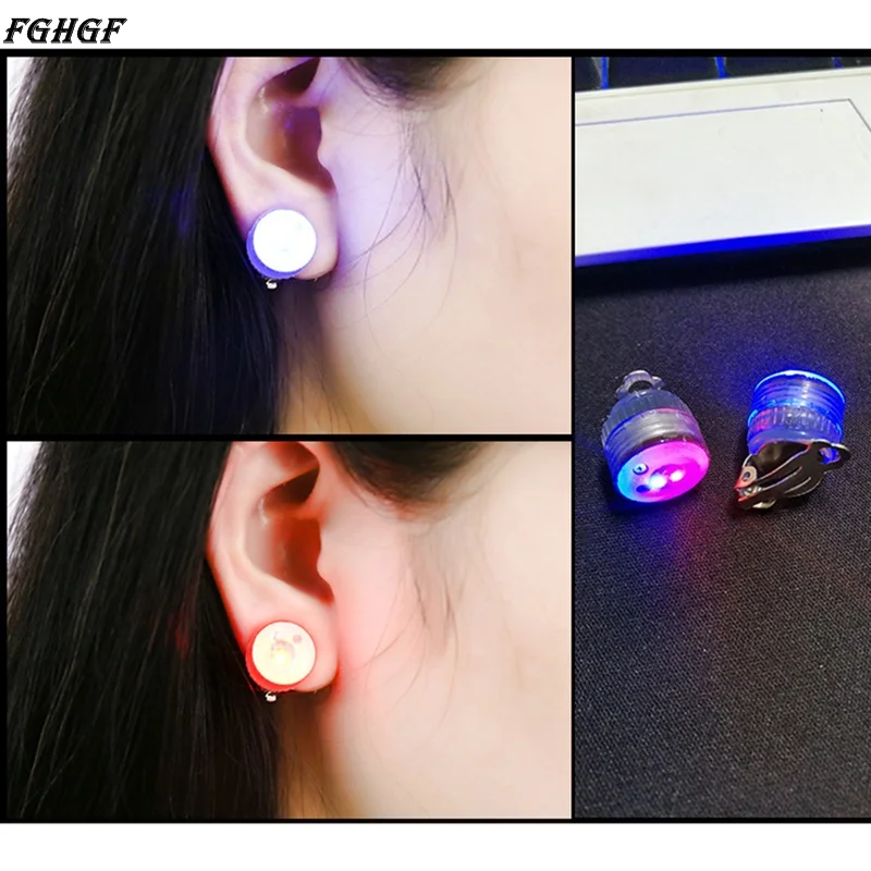 

FGHGF 1 Pair LED Earrings for Women Men Earring Light Up Stud Earring Glow Colorful lights Party Decoration Accessory