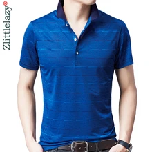 Брендовая Повседневная летняя полосатая рубашка поло с коротким рукавом, мужская рубашка из Джерси, роскошные мужские футболки поло, модная одежда 50535