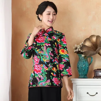 

New Arrival Chinese Style Red Cotton Linen Female Tang Suit Tops Blouse Traditional Three Quarter Shirt Size M TO 3XL 2362-3