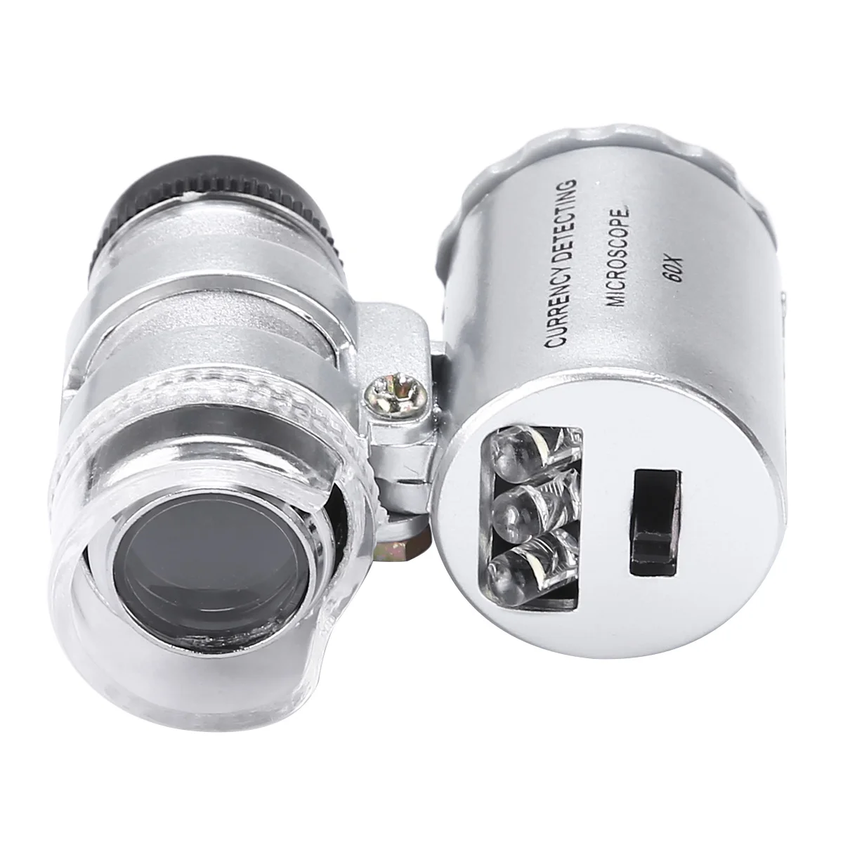 Mini Portable 60x Magnifier Pocket Microscope LED UV Light Lens Jewelery Glass Illuminated Magnifier Jeweller Loupe LED