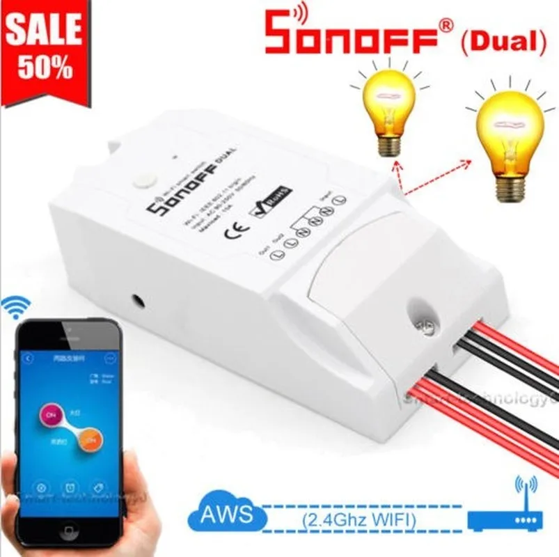 SONOFF Dual 2CH Basic WiFi беспроводной умный переключатель светильник дистанционное управление DIY таймер модуль работает с Alexa Google Home