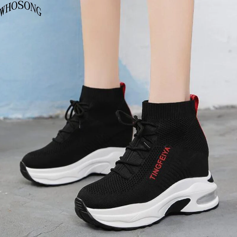 

Spring thick-soled lace-up mesh breathable loafers non-slip ladies single shoes with soft soles women's hosiery Shoes M175