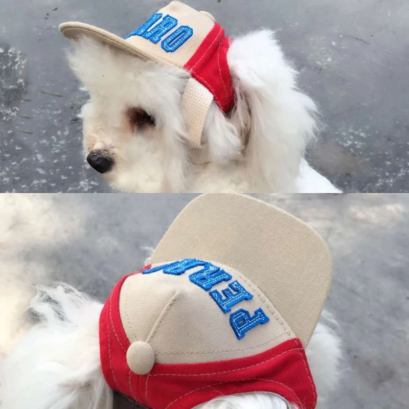 Регулируемая Солнцезащитная шляпа для собак, милая Повседневная хлопковая бейсбольная кепка для питомцев, чихуахуа, йоркширского спорта, Кепка с ушками